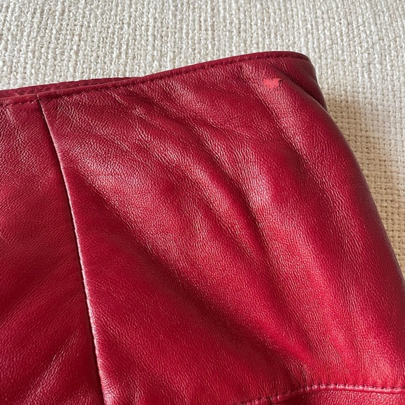 Red Leather Valerie Stevens Skirt - Picture 4 of 4